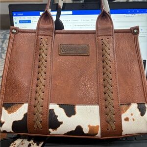 Wrangler Brown and White Women's Cowprint Bag